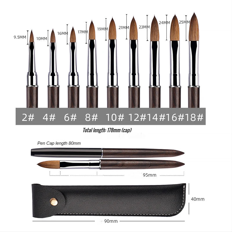 Crimped Kolinsky Nail Brush With Sandalwood Handle