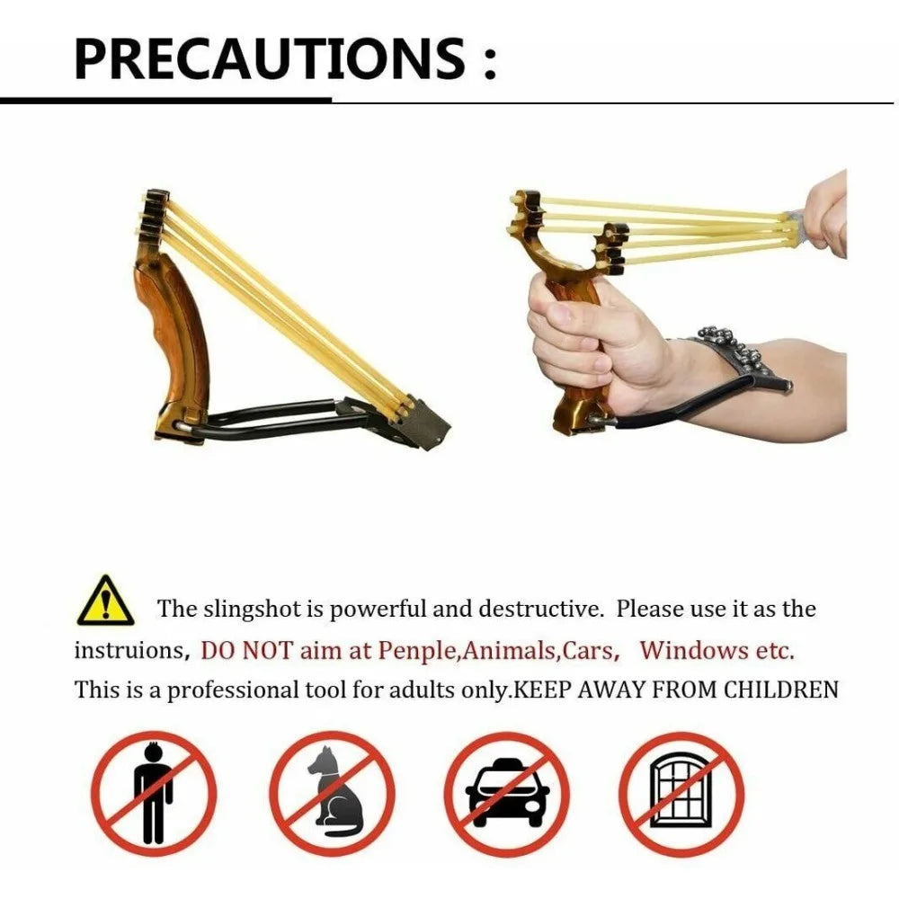 High Precision Slingshot Set Alloy Wooden Handle With 3 Bands