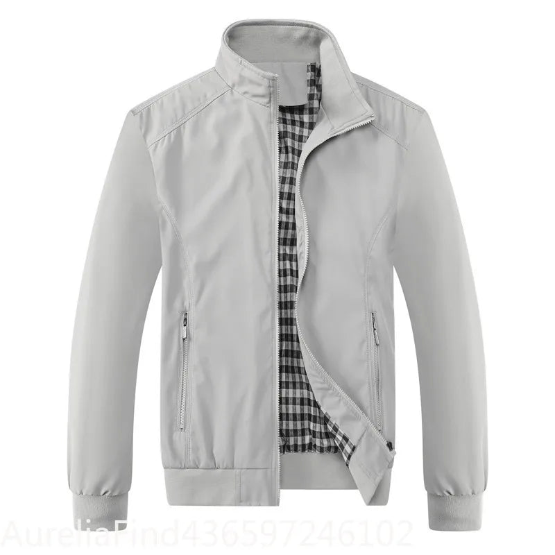 Men Slim Fit Bomber Jacket Casual Baseball Zip Up Outerwear