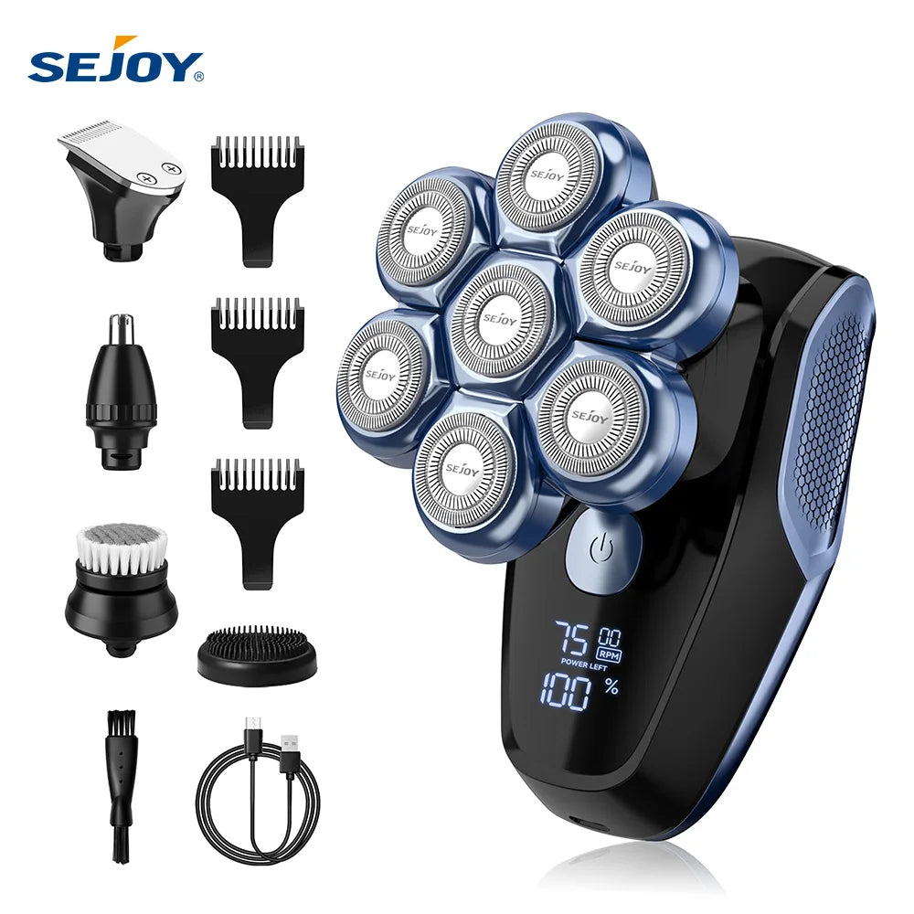 Sejoy 6 In 1 Electric Razor For Bald Men Nose Hair Trimmer Waterproof