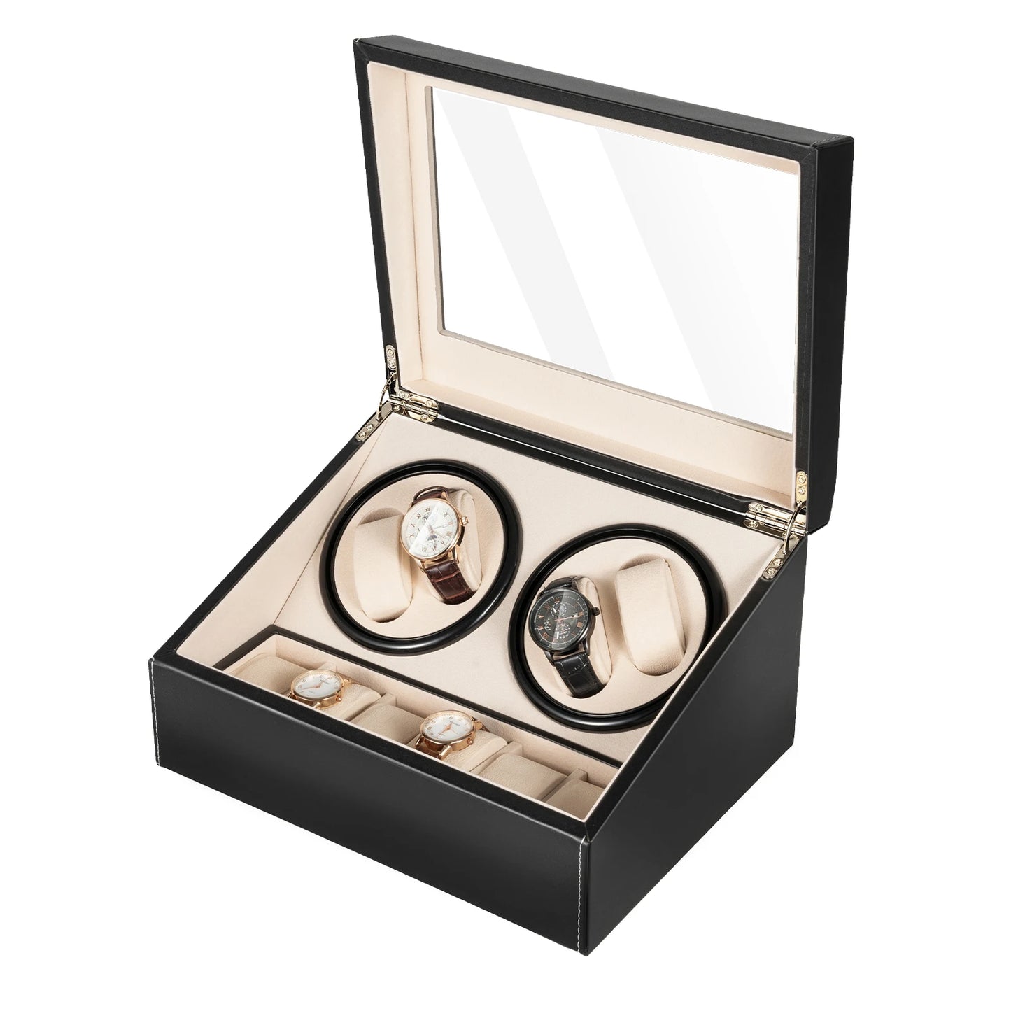 Automatic Watch Winder Box In PU Leather Jewelry Display Case