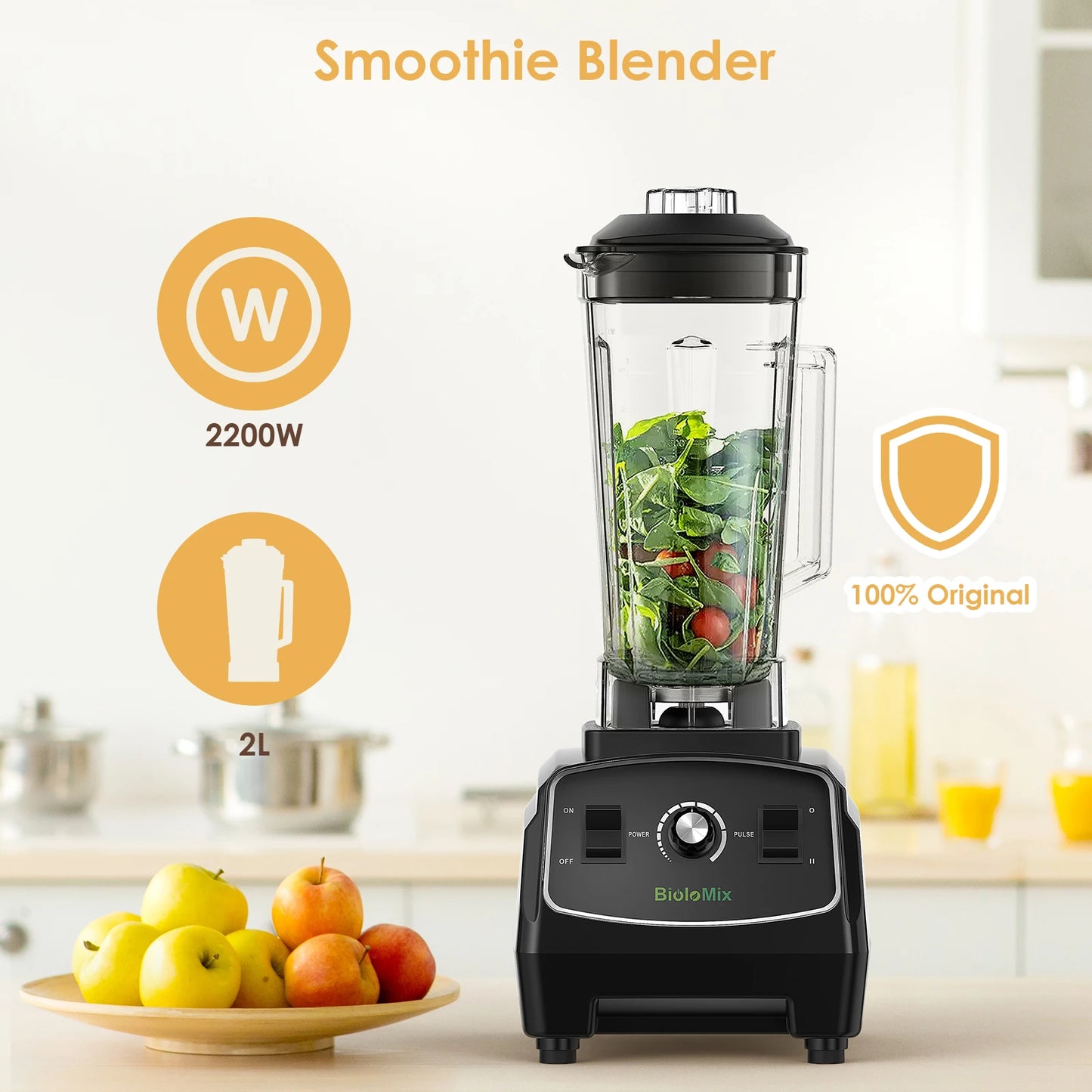Biolomix 3HP 2200W Heavy Duty Blender Mixer Juicer Commercial Grade