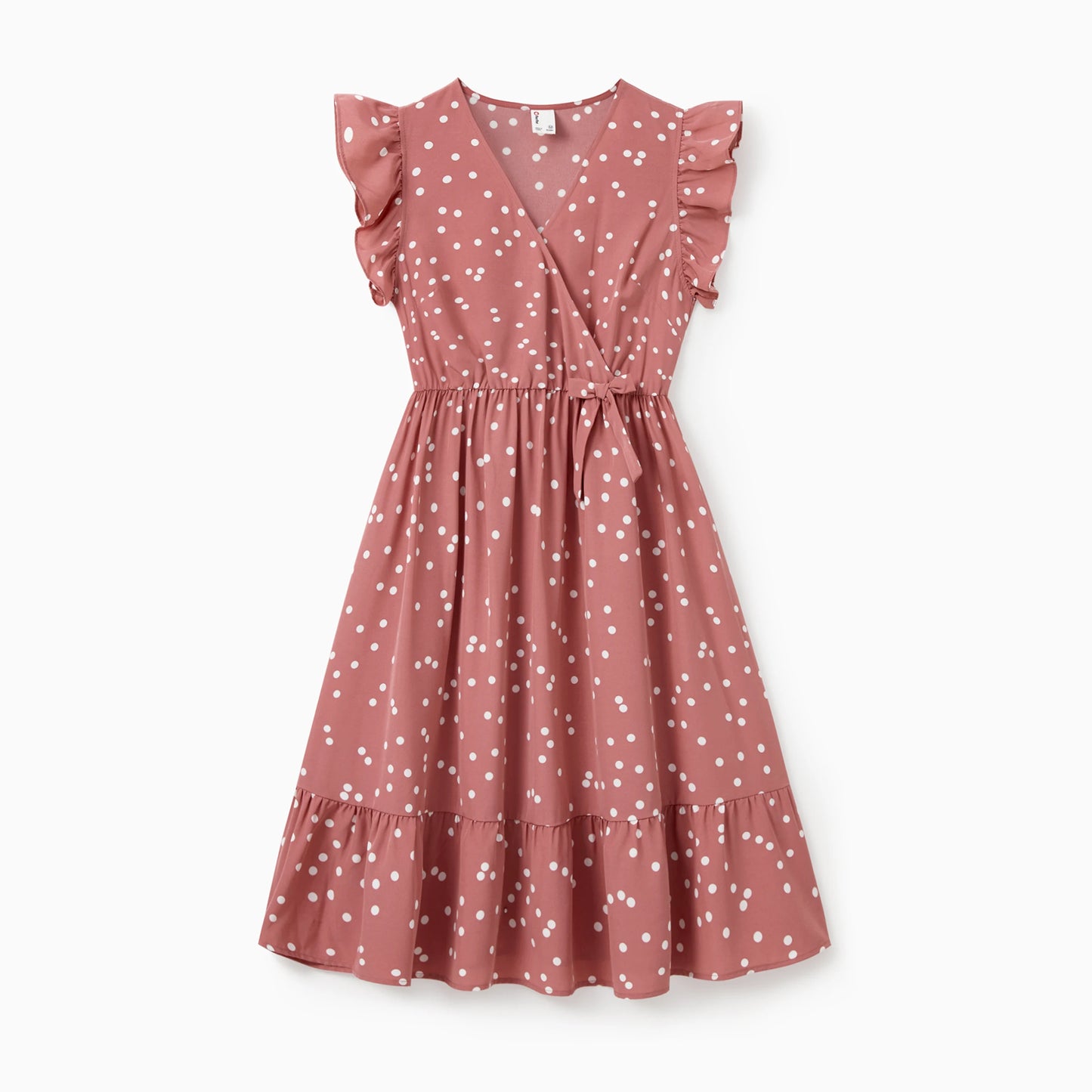 PatPat Family Matching Polka Dot Flutter Sleeve Summer Dress Set