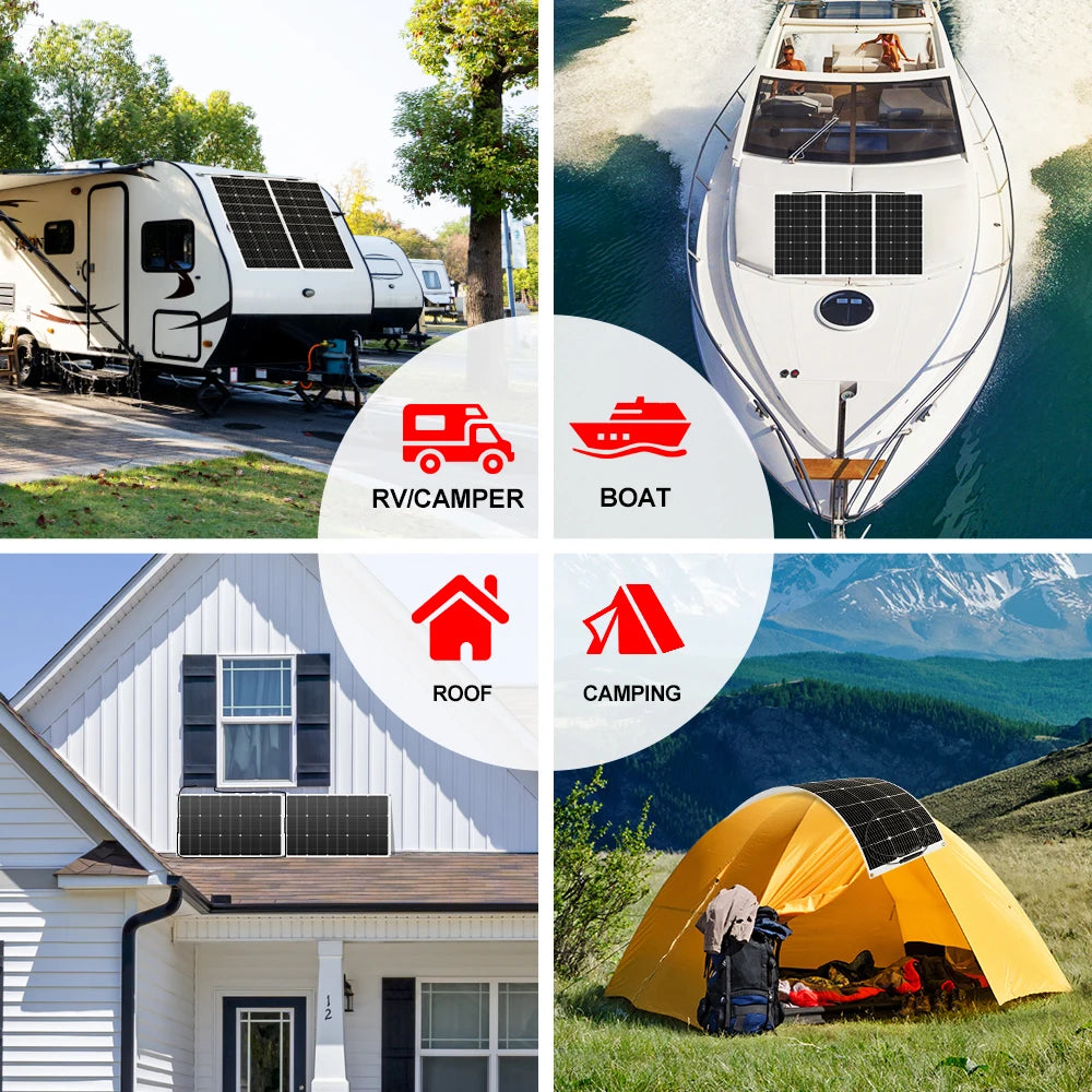 DOKIO 100W Flexible Monocrystalline Solar Panel For Camping RVs