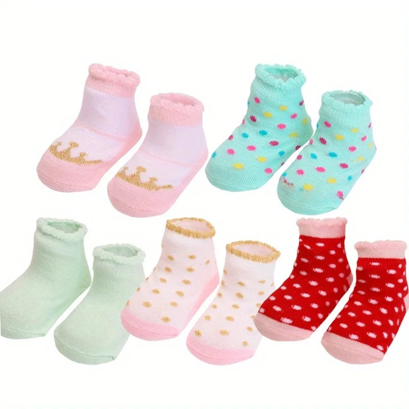 NONECN Unisex Cotton Non Slip Baby Toddler Socks Floral Print