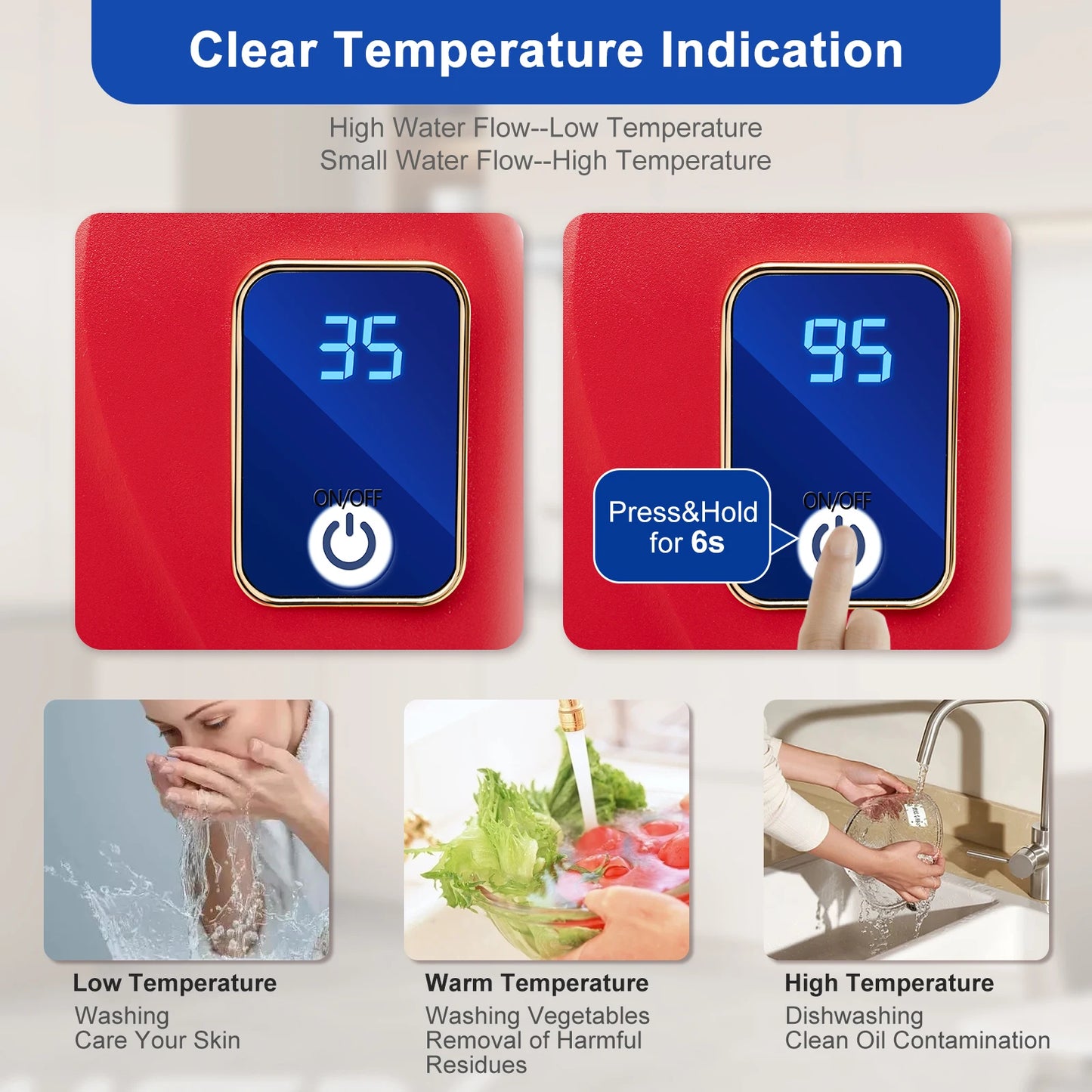 Sweetmile 3000W Instant Tankless Water Heater 68-122F