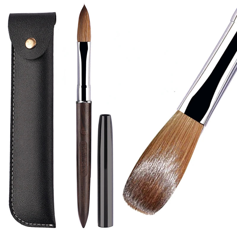 Crimped Kolinsky Nail Brush With Sandalwood Handle