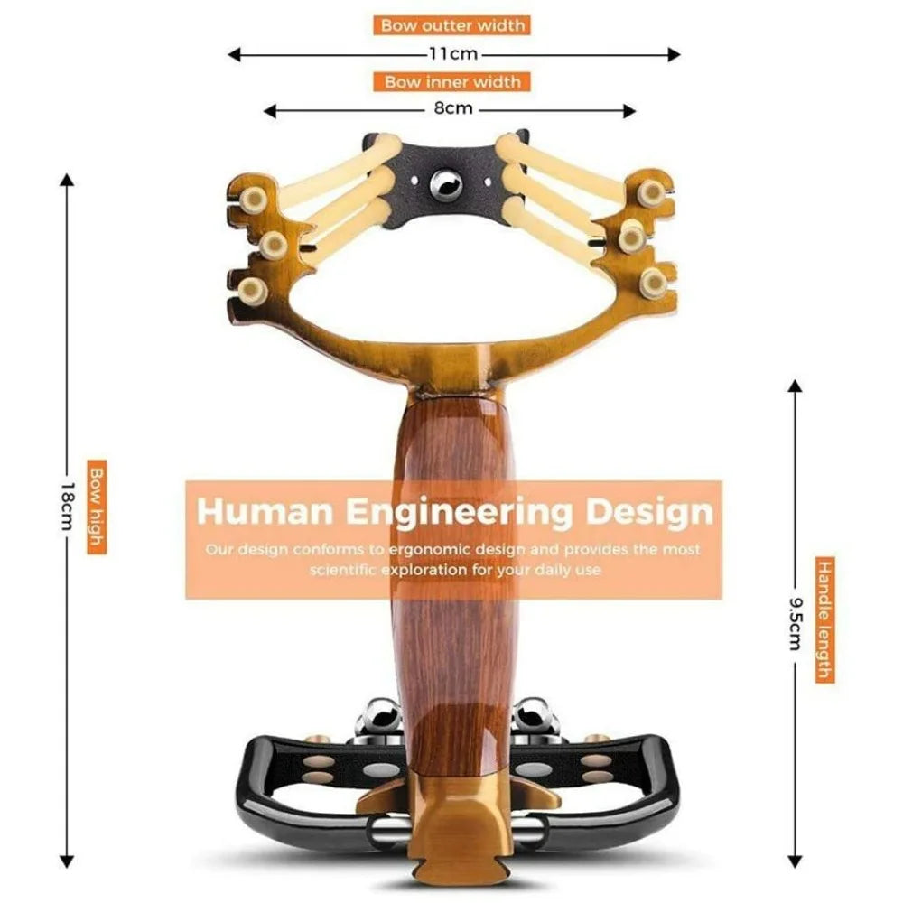 High Precision Slingshot Set Alloy Wooden Handle With 3 Bands