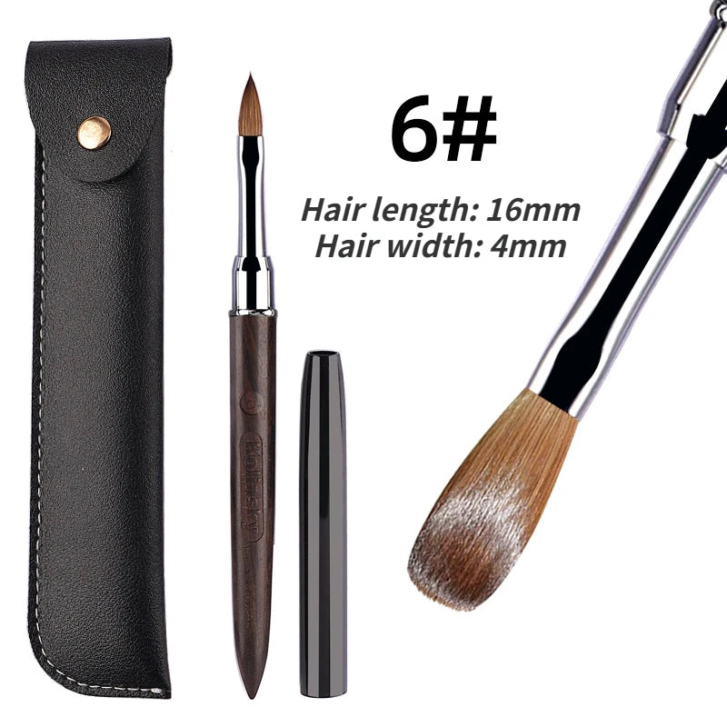 Crimped Kolinsky Nail Brush With Sandalwood Handle