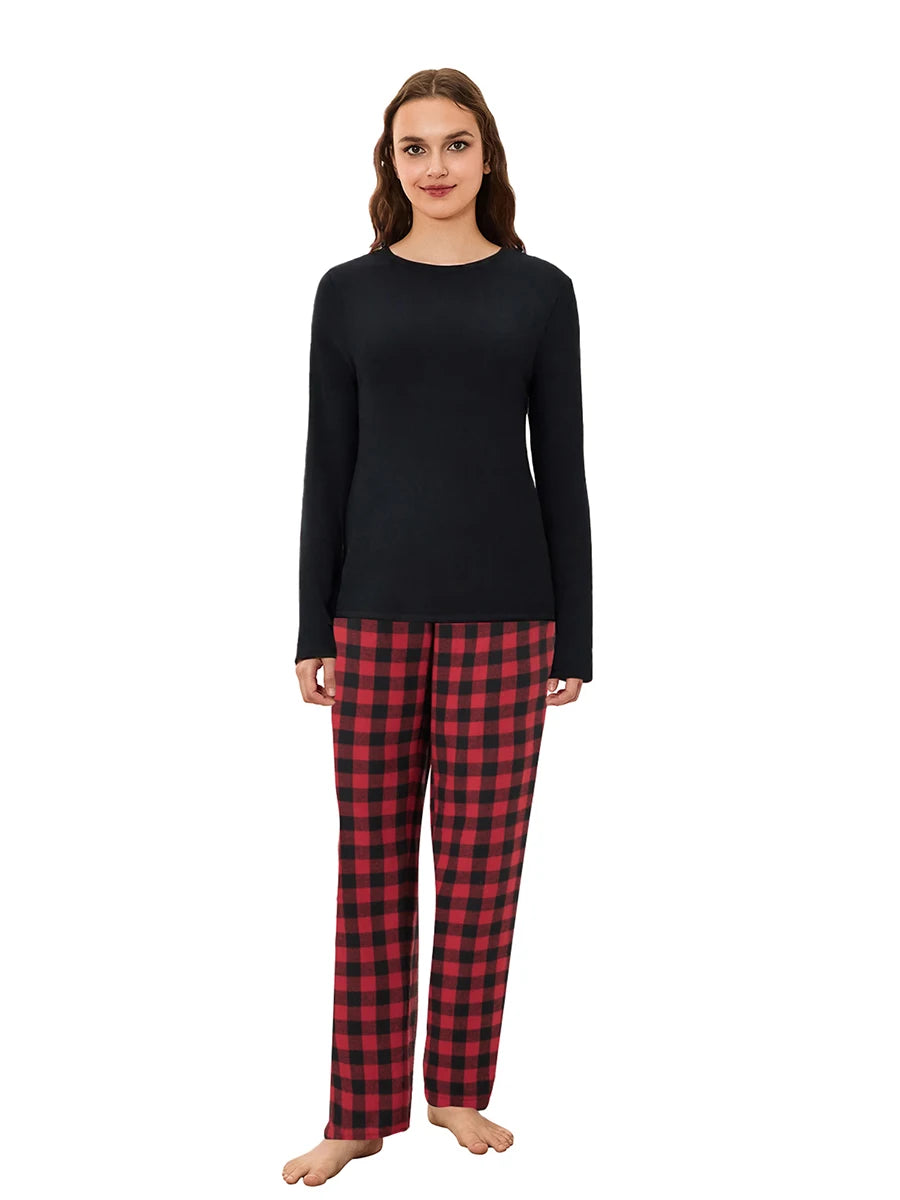 Family Matching Christmas Pajama Set Plaid Print Sleepwear