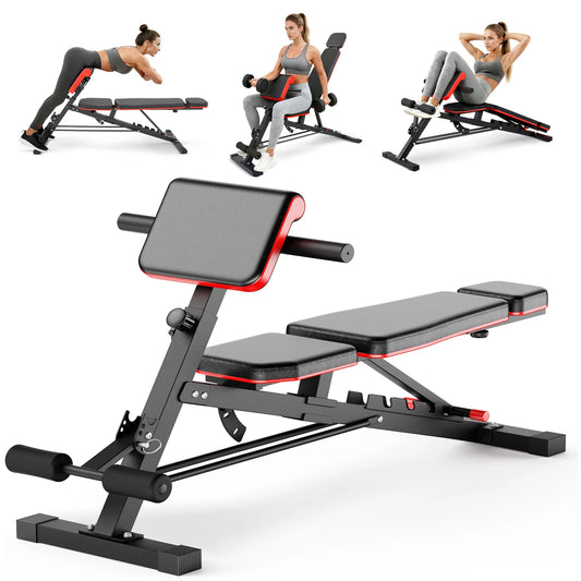 Adjustable Foldable Dumbbell Bench and Roman Chair for Home Gym