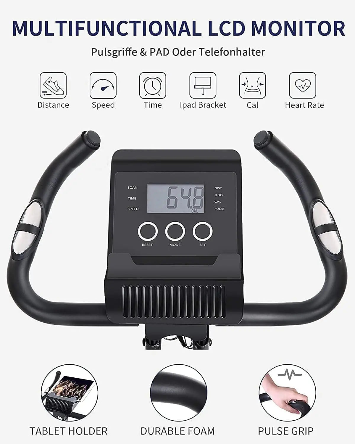 Folding Magnetic Exercise Bike With Pulse Sensor LCD Monitor