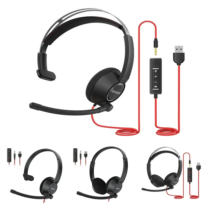 BINNUNE Wired Headset With Microphone For Laptop And Zoom