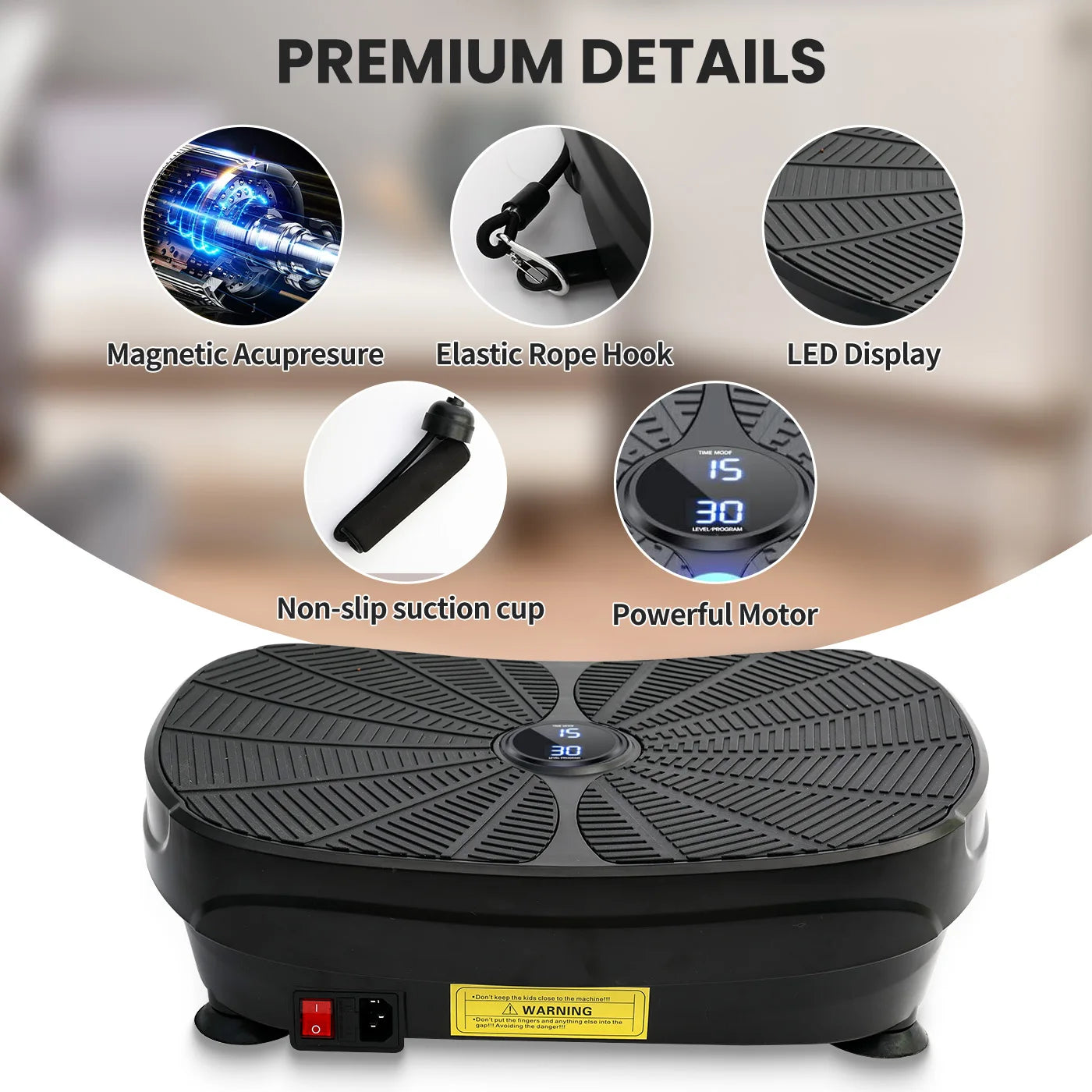Vibration Plate Exercise Machine Portable Full Body Workout Fitness Platform Weight Loss with Resistance Bands 9 Preset Modes