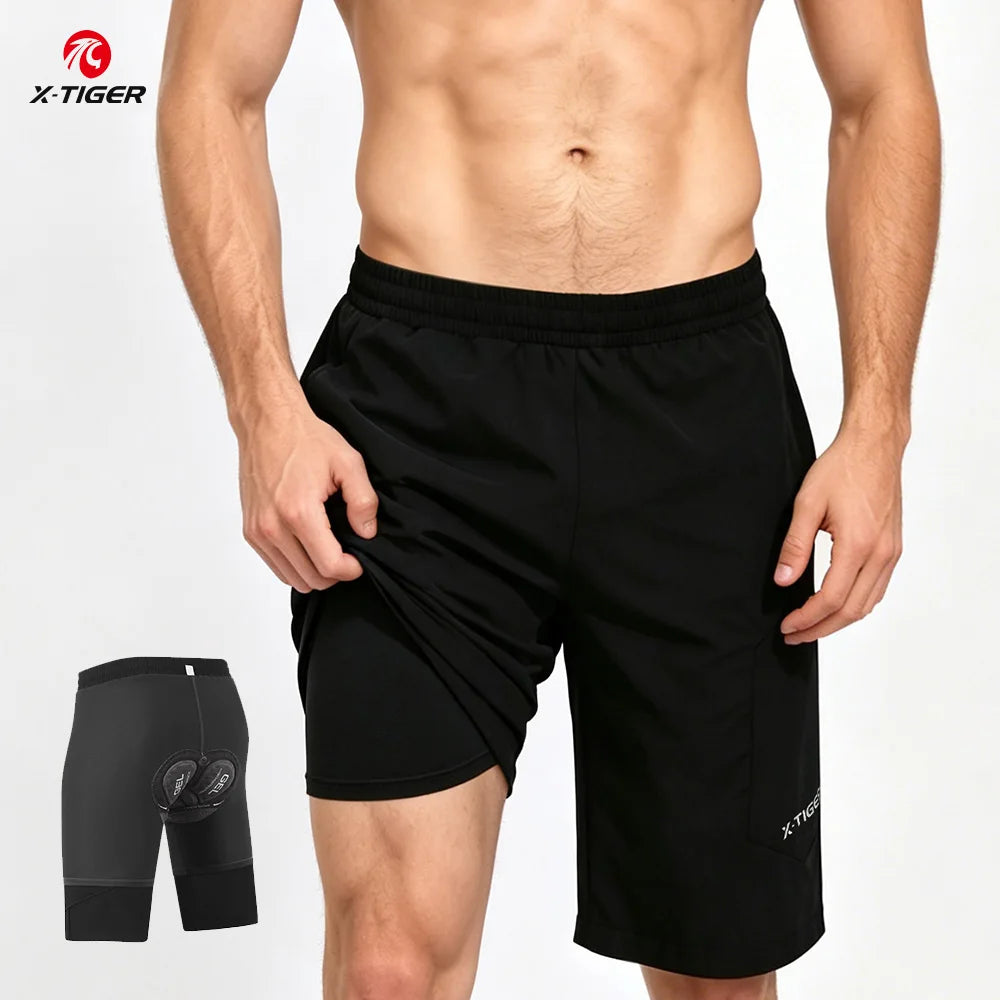X-TIGER 2 In 1 Cycling Shorts Padded For Mountain MTB