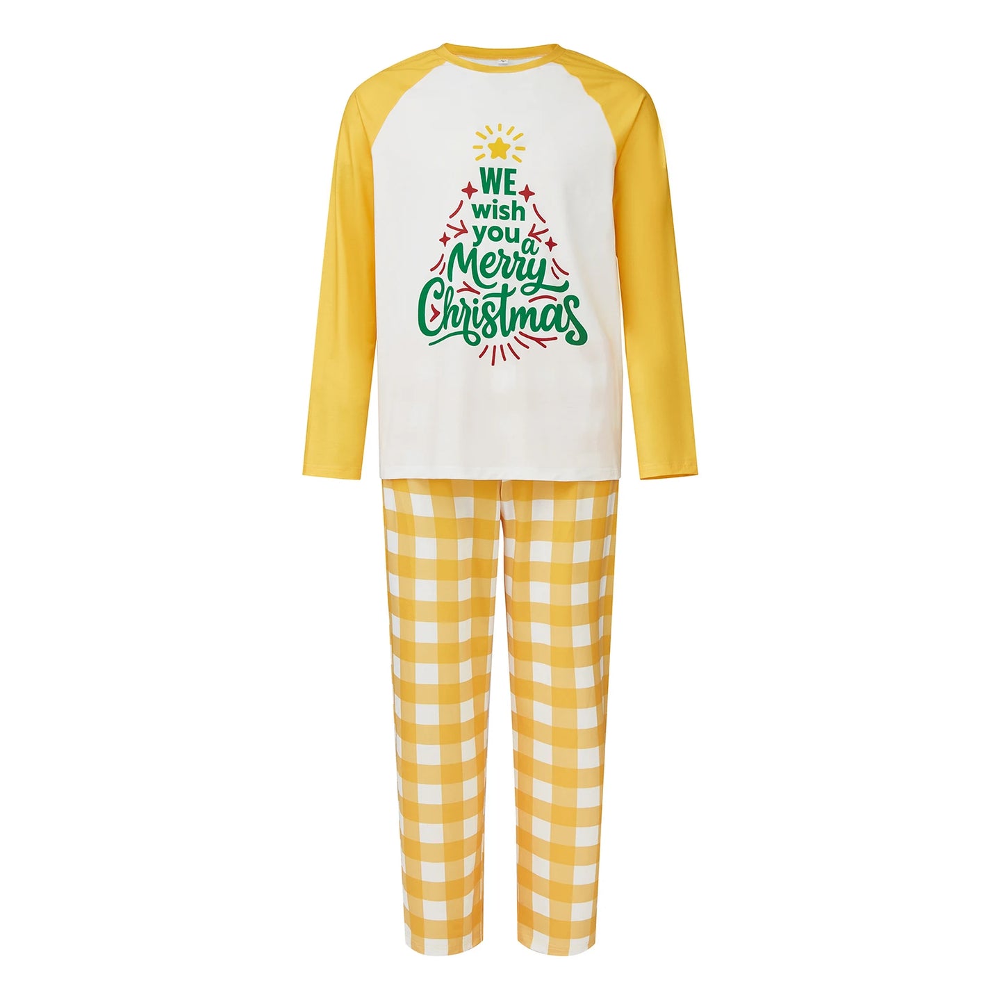 Family Christmas Pajamas With Festive Letter Tops And Plaid Pants