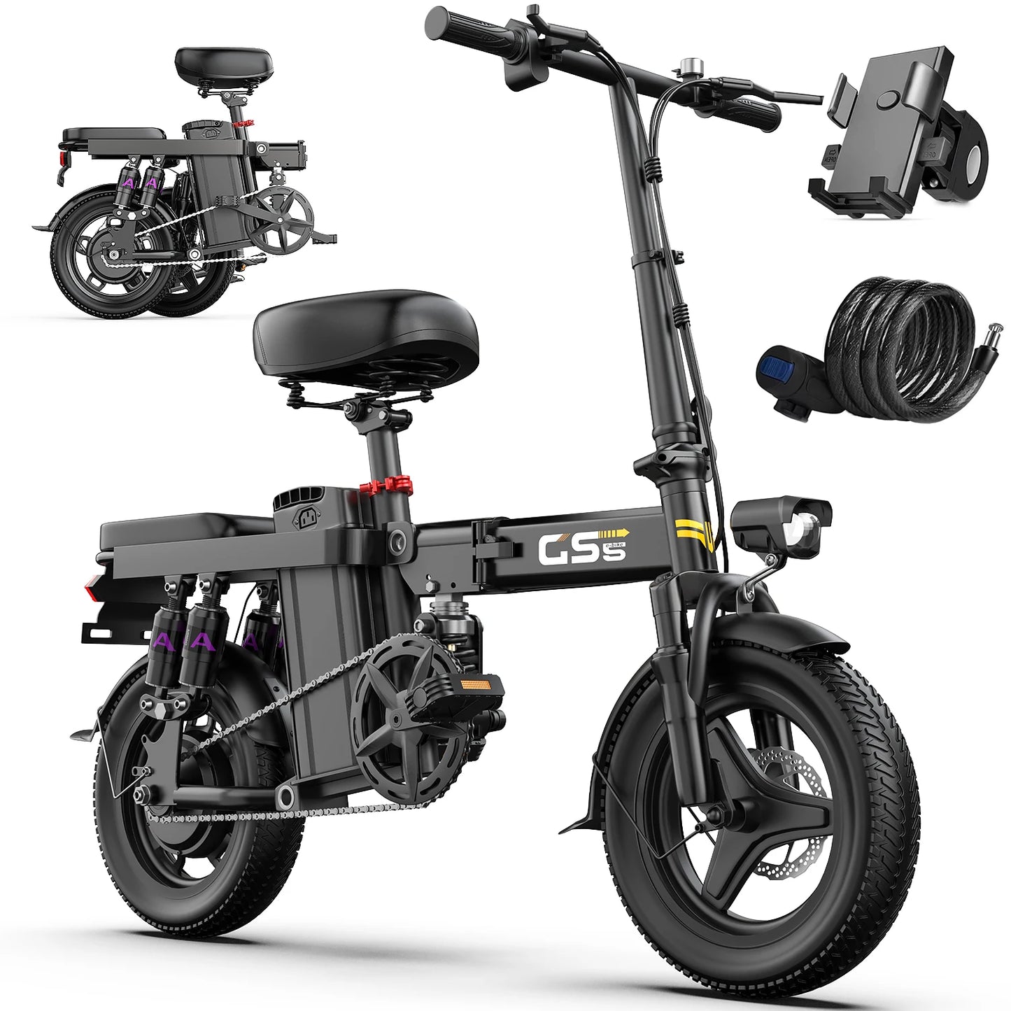 UPlee GS5 48V 15Ah Folding Electric Bike 35 Miles Range