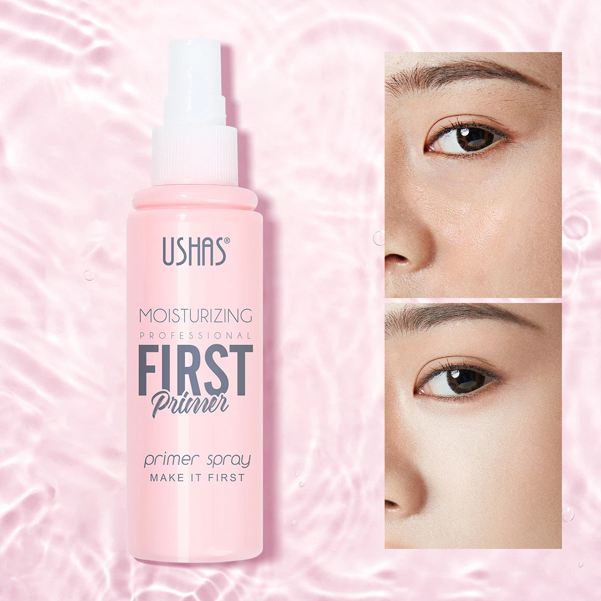 Ushas, Quick Setting Spray - Long-lasting, fade-resistant foundation sealant, moisturizing primer - Illuminates and controls oil