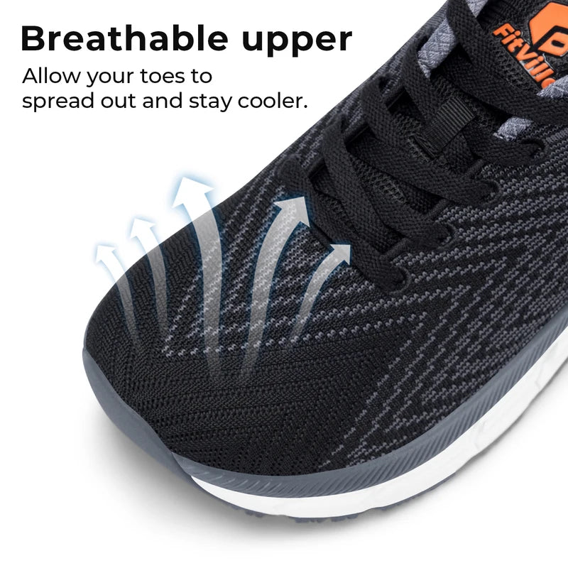 FitVille Men's Wide Toe Box Cushioned Non Slip Running Shoes