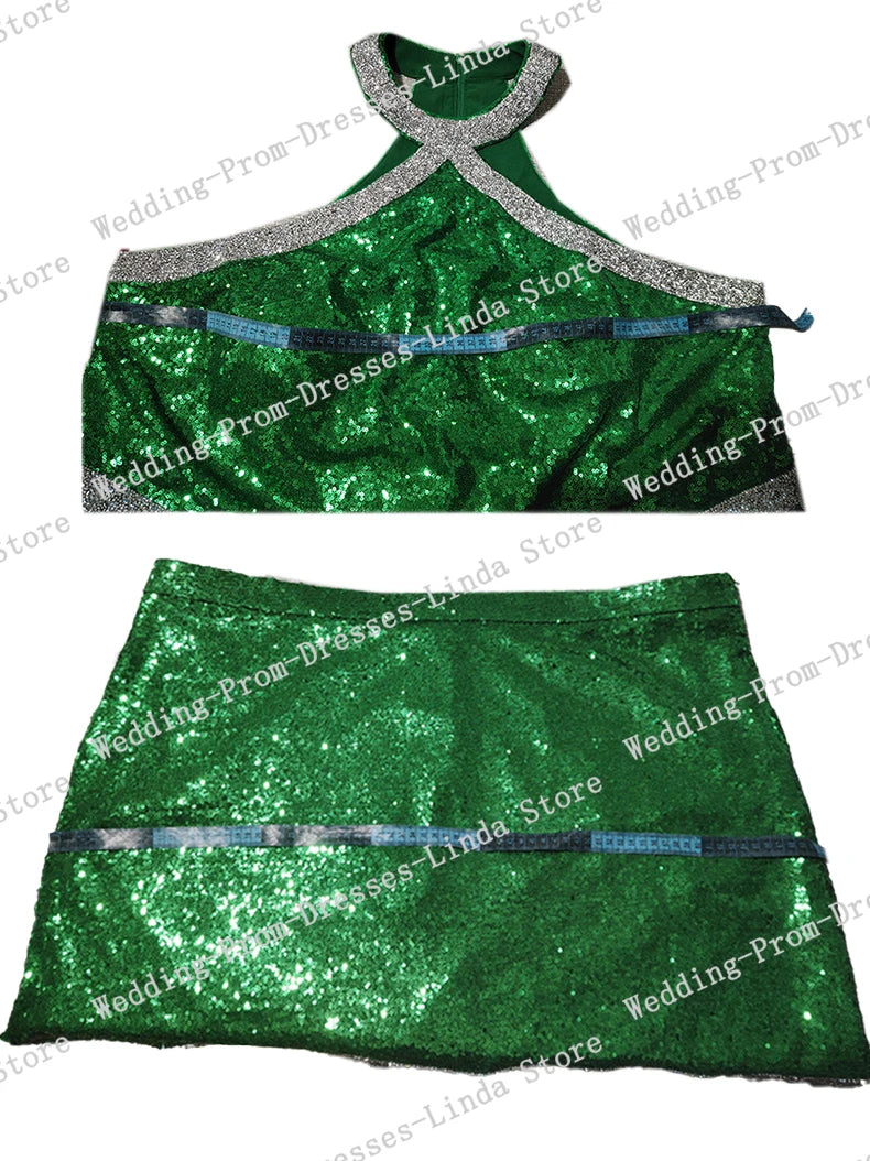 Built-In Bra Sequin Two Piece Cocktail Dress