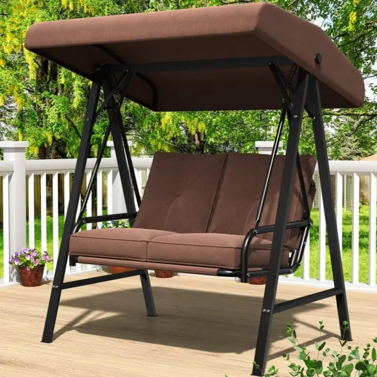 General Use Outdoor Porch Swing Chair With Canopy And Cushions