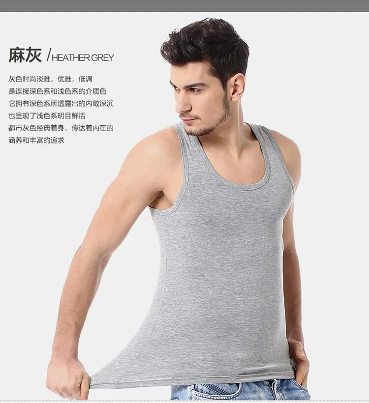 Four Seasons Men's Cotton Sleeveless T Shirt Casual Sports Vest