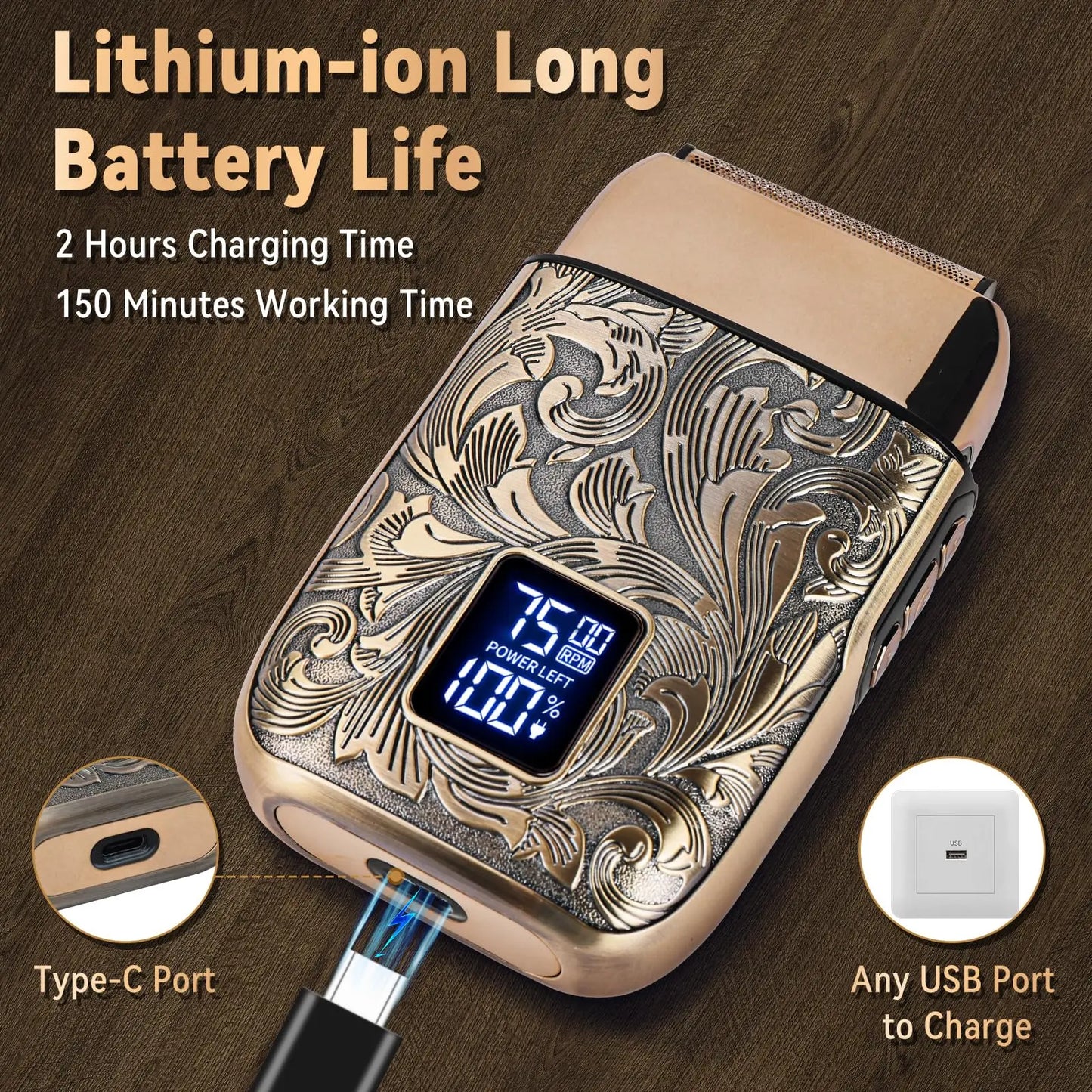 Electric Foil Shaver For Men With LCD Display 3 Speeds