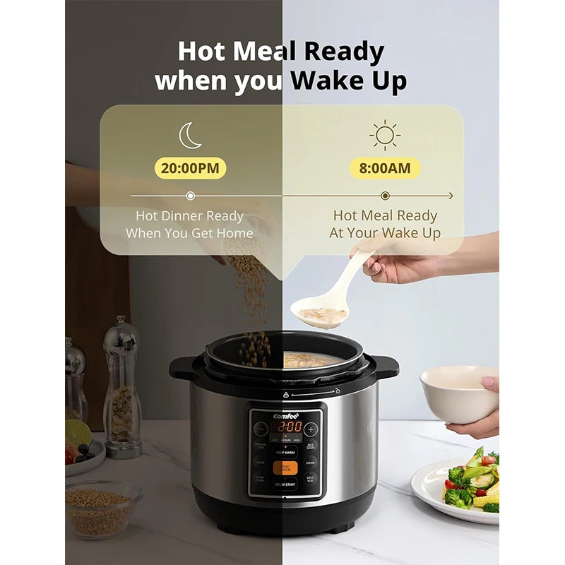 Media&COMFEE 6 in 1 Multi Function Electric Pressure Cooker, Multi Use Yogurt Maker & Rice Cooker with Non-Stick Inner Pot, Supports Pressure Cooking, Stewing and Steaming Functions, Ideal for Home Kitchens and Small Restaura