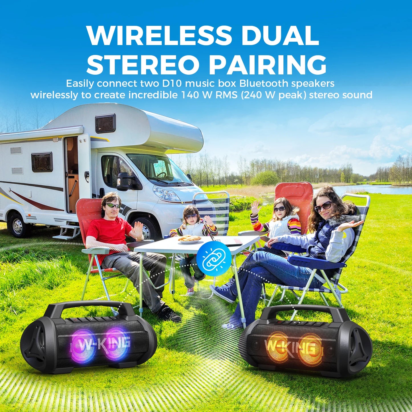 W-KING D10MIC 70W Bluetooth Portable Speaker IPX6 Waterproof Bass Boost