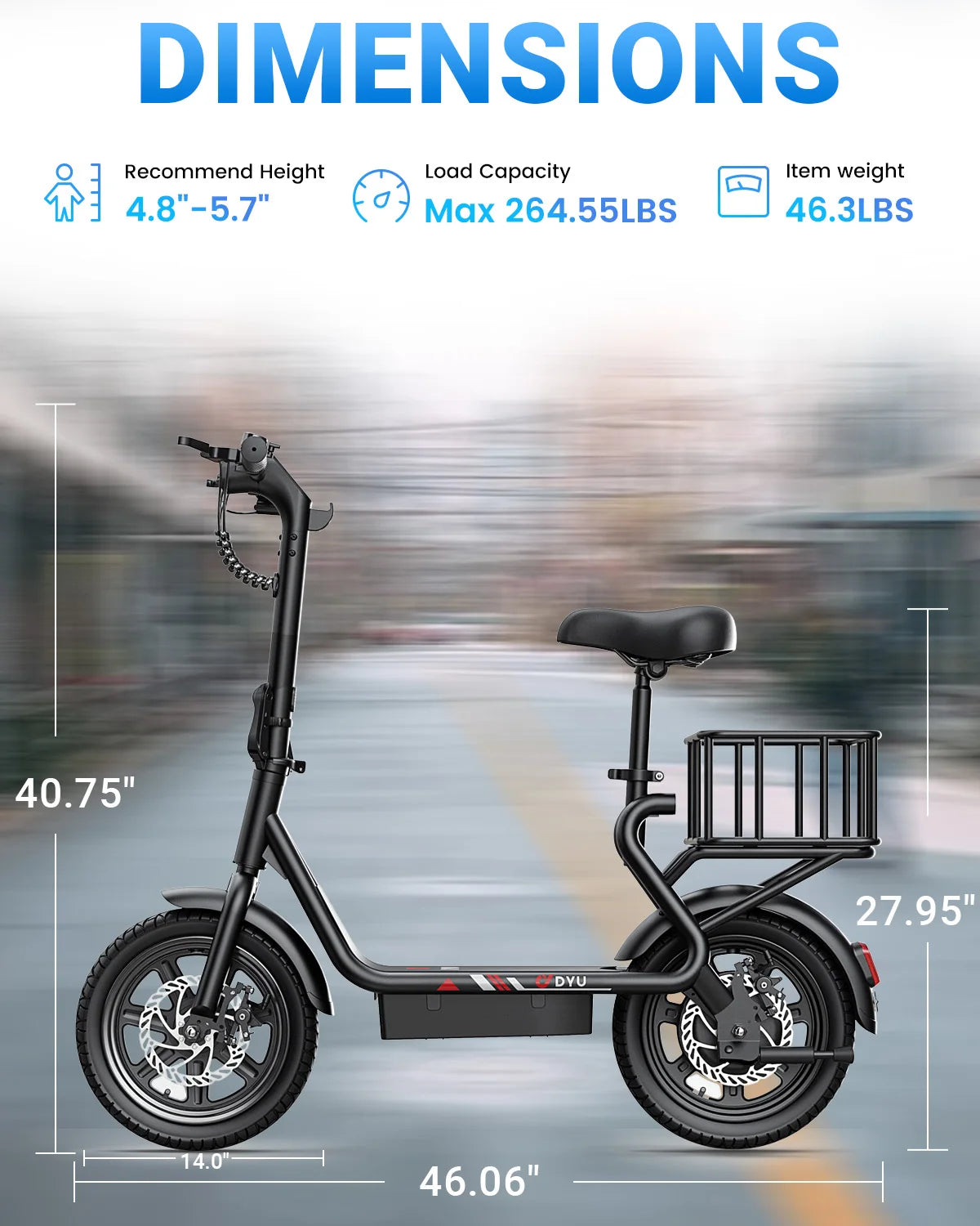 Dyu C4 Folding Electric Scooter E Bike Compact City Commuter