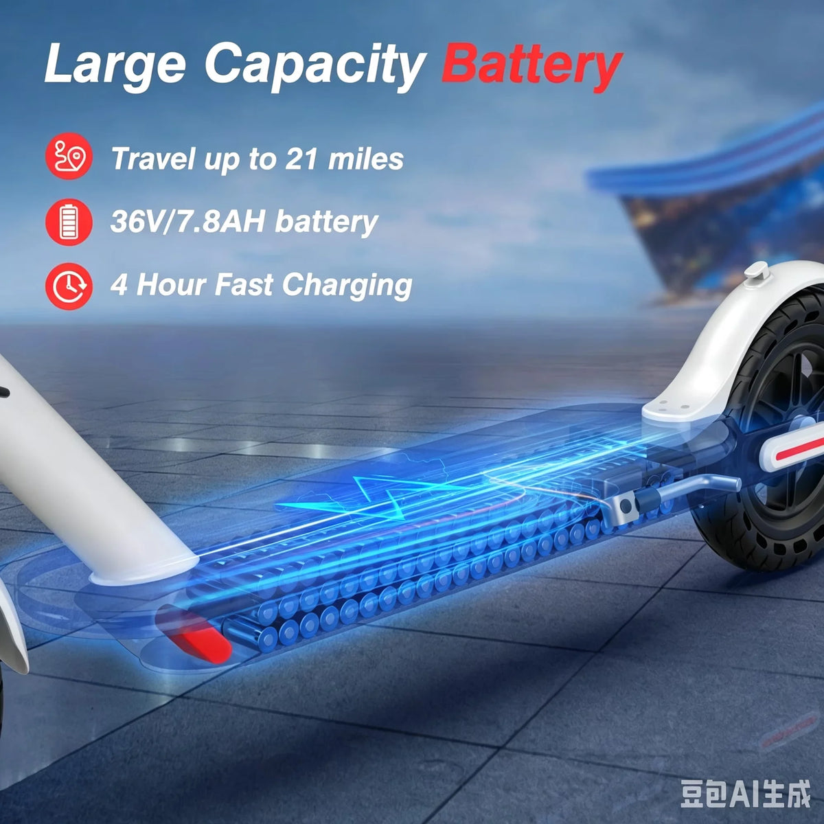 2026 New 36V 7.8AH Electric Scooter  8.5inch Solid Tire Up to 19MPH Max Speed 350W Brushless Motor Max 21Miles Long Range Foldable Escooter for Adults App Control for Commuter