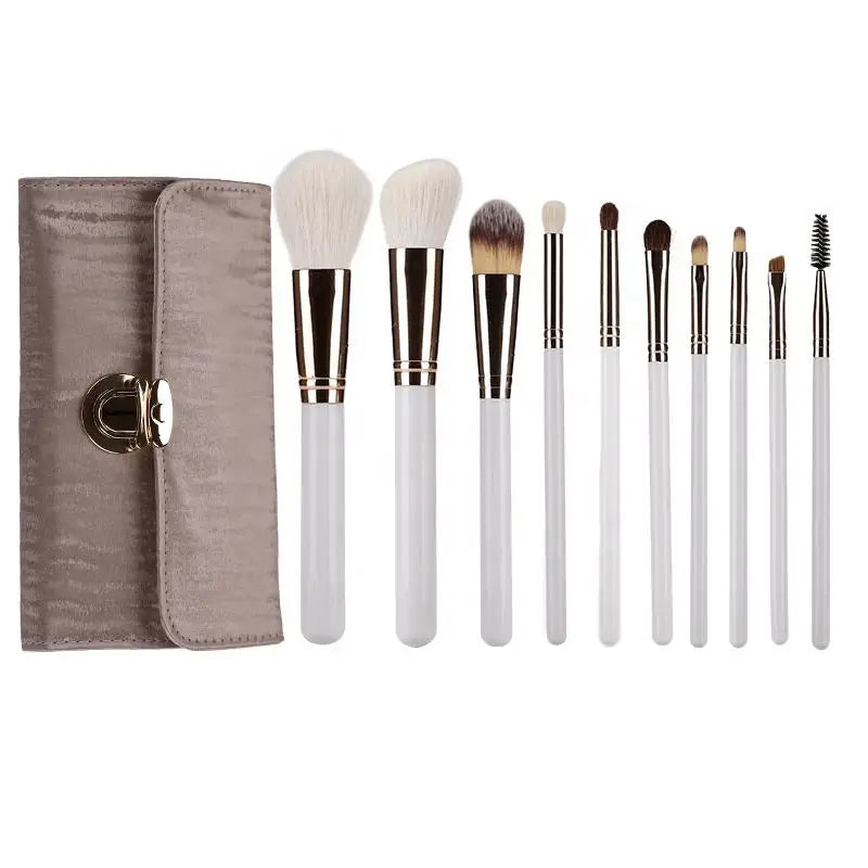 Wool Makeup Brush Set With Wood Handles Professional Tools