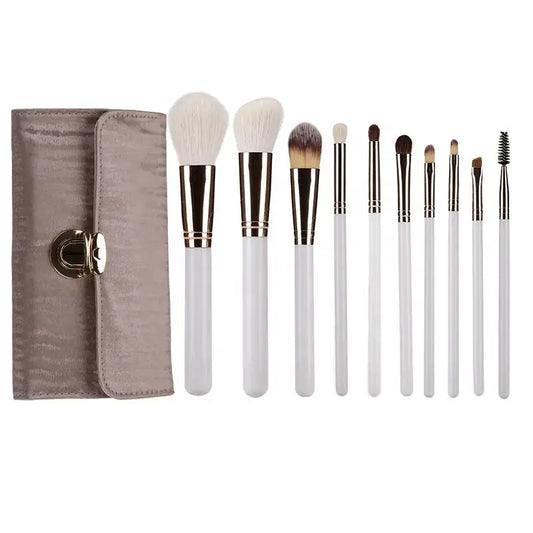 Wool Makeup Brush Set With Wood Handles Professional Tools