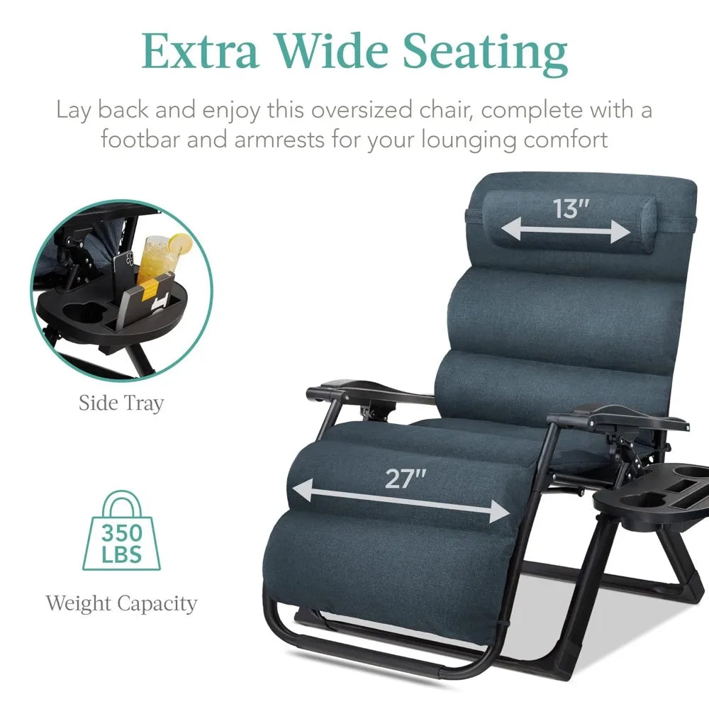 Zero Gravity Recliner Chair With Cup Holder Side Tray Outdoor