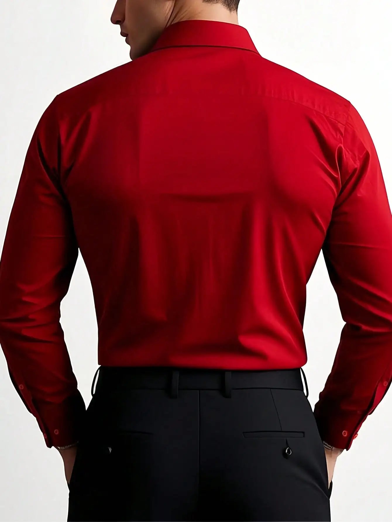 Men's Long Sleeve Formal Dress Shirt Polyester Office Wear