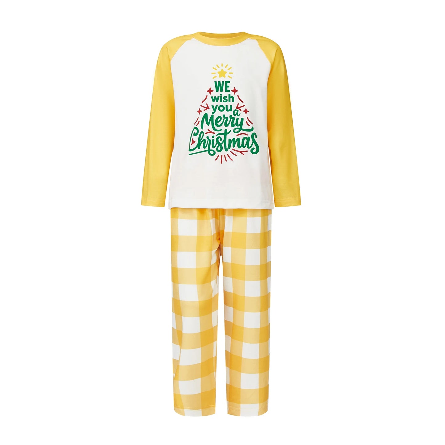 Family Christmas Pajamas With Festive Letter Tops And Plaid Pants