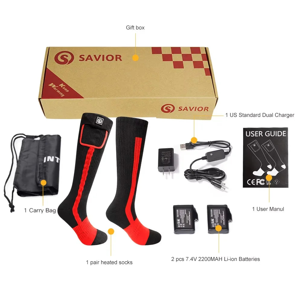Savior Heated Socks Winter Outdoor Rechargeable Thermal Foot Warmer
