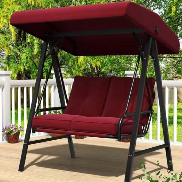 General Use Outdoor Porch Swing Chair With Canopy And Cushions
