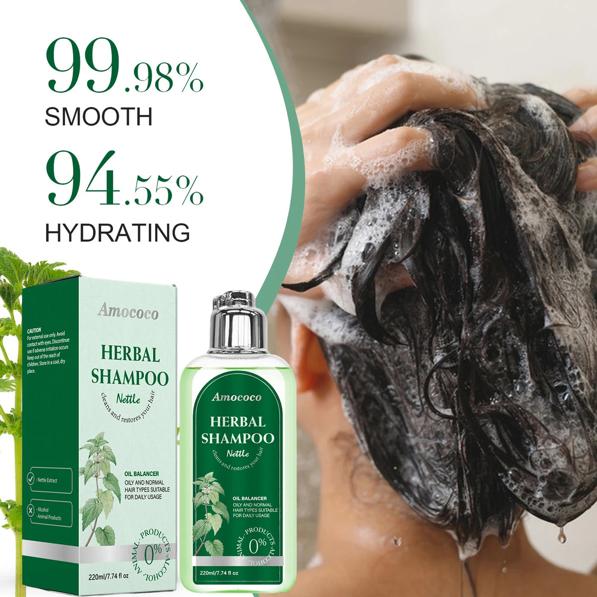 Amococo 3 Piece Nettle Shampoo For Oily Hair Scalp Care