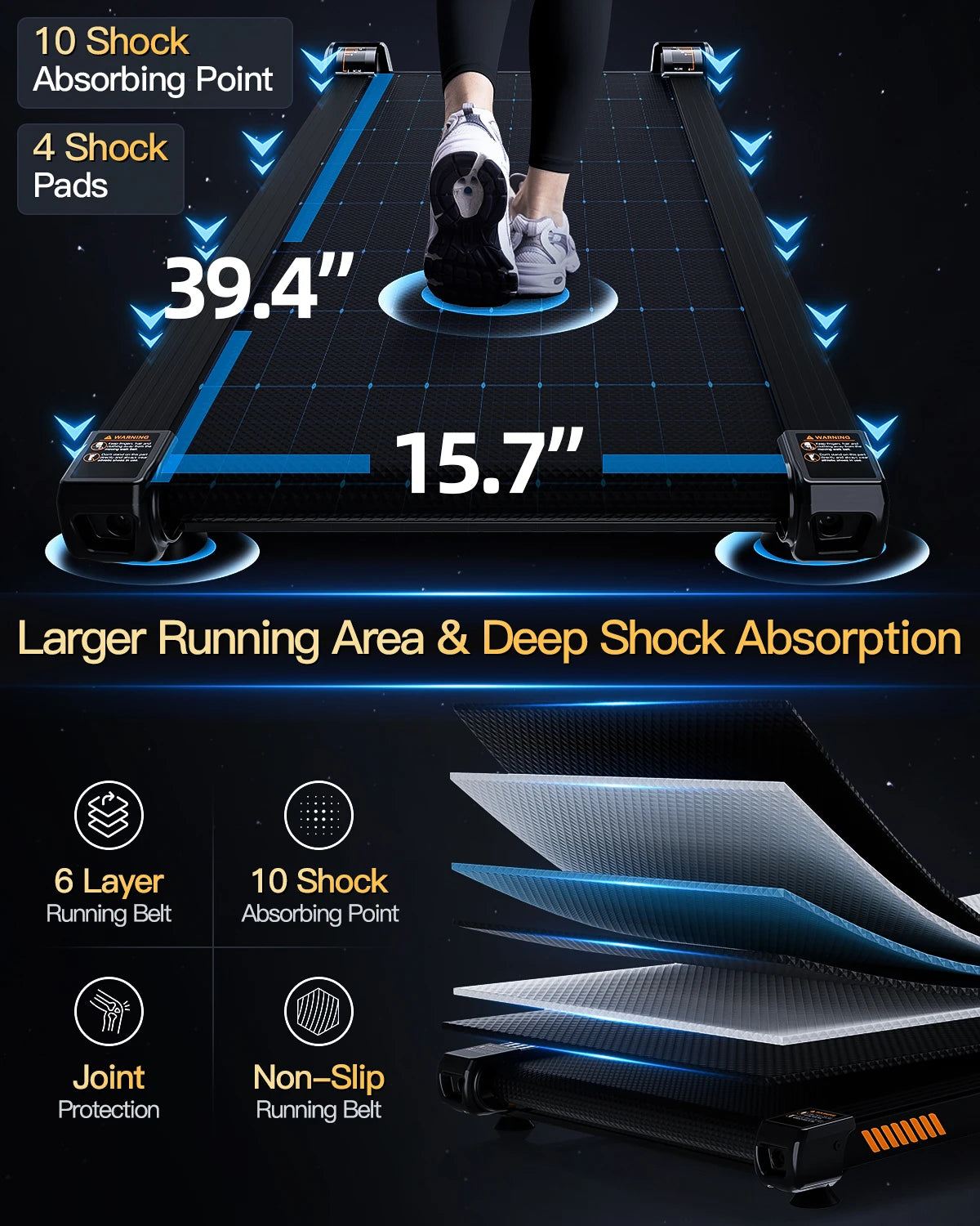 AKLUER Under Desk Treadmill With Auto Incline 2.5HP For Home Office