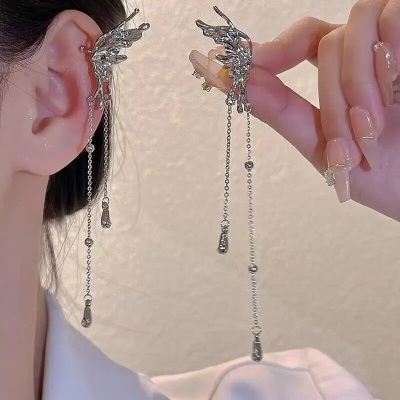 Clip Earrings Star Butterfly Crystal Tassel Zircon Fashion Jewelry