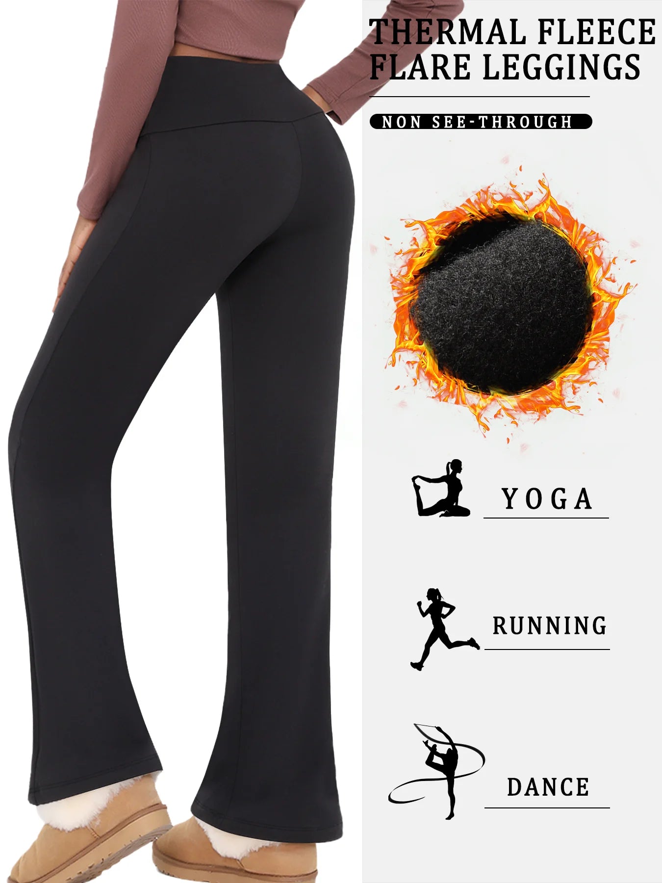 Women's Super Soft Flare High Waisted Yoga Leggings Tummy Control