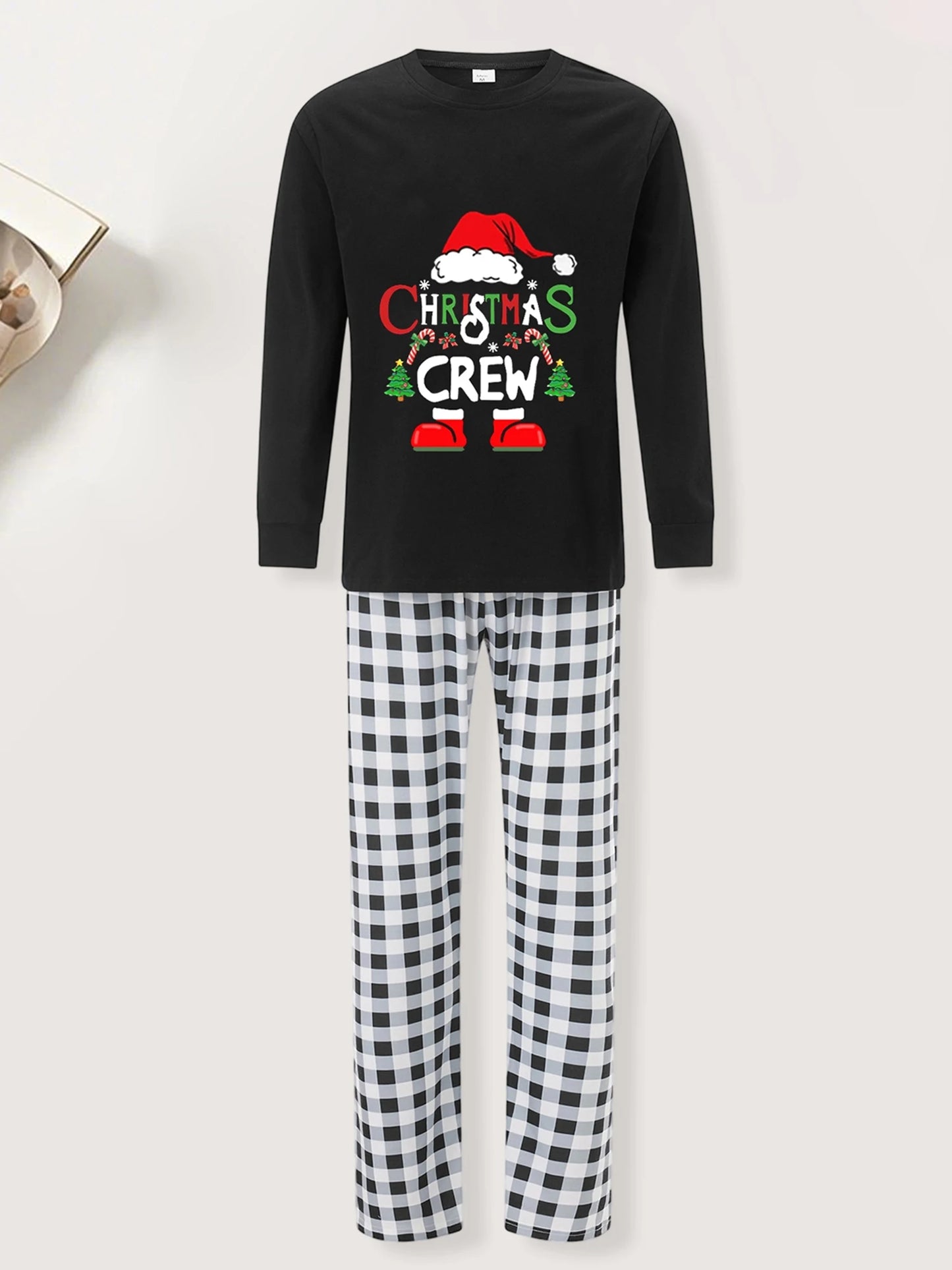 Matching Family Christmas Pajamas Set Festive Tops And Plaid Pants