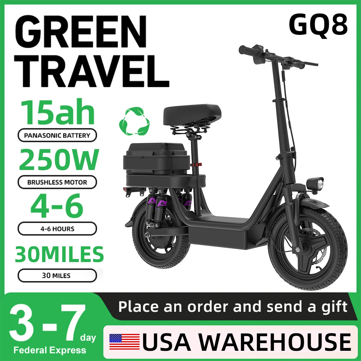 UPlee GQ8 Folding Electric Bike For Adults 48V 15Ah Battery
