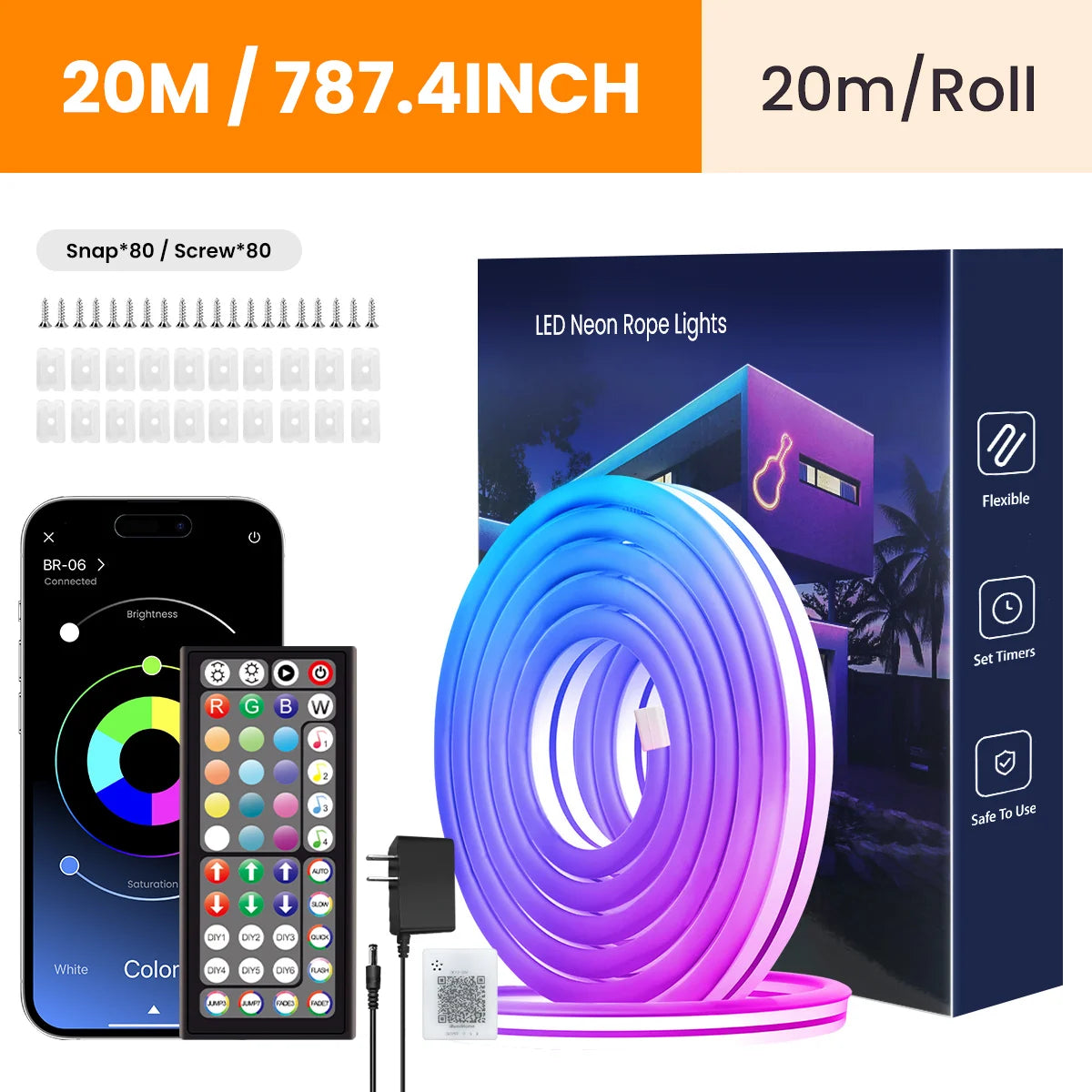 Aiopp UltraBrightIlluminated Flexible Neon LED Rope Lights RGB MultiColor StripLighting