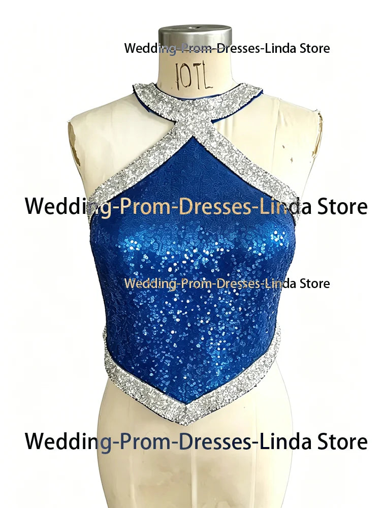 Built-In Bra Sequin Two Piece Cocktail Dress
