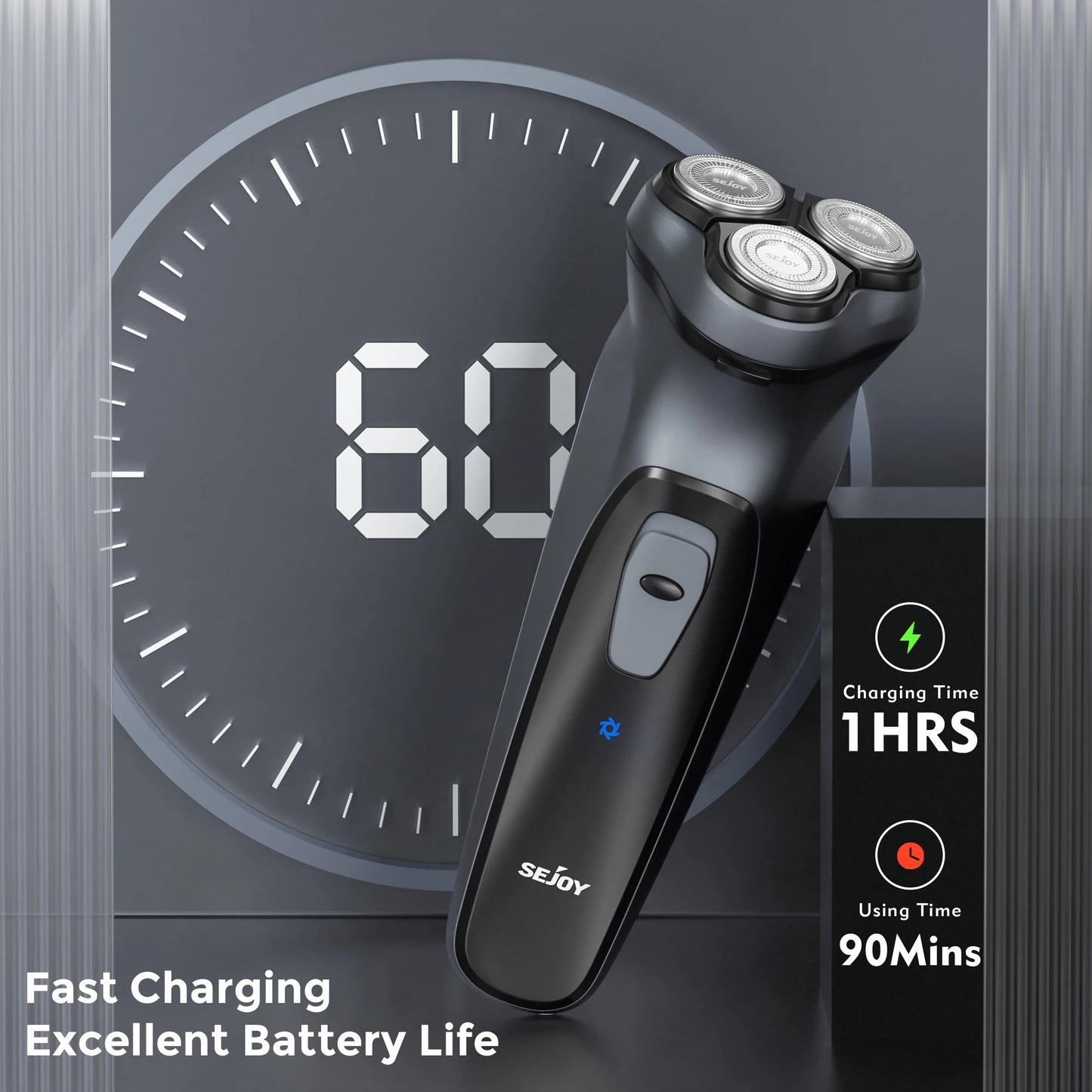 Sejoy 3D Floating Electric Shaver For Men With Trimmers