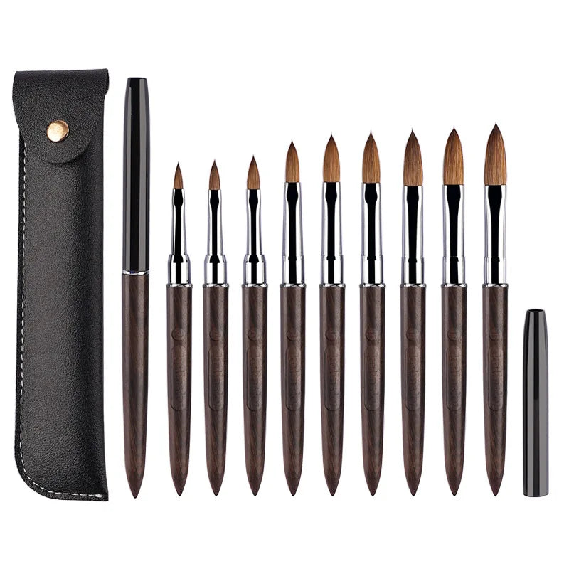 Crimped Kolinsky Nail Brush With Sandalwood Handle