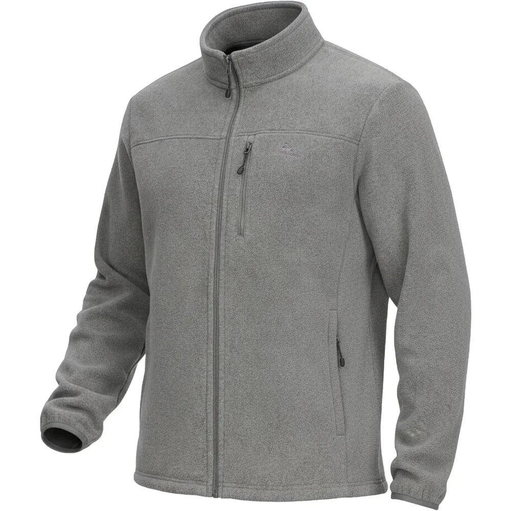 Pioneer Camp Fleece Jacket Men Full Zip Polar Lightweight Windproof Casual Soft Warm Outwear Outdoor Coat with Chest Pocket