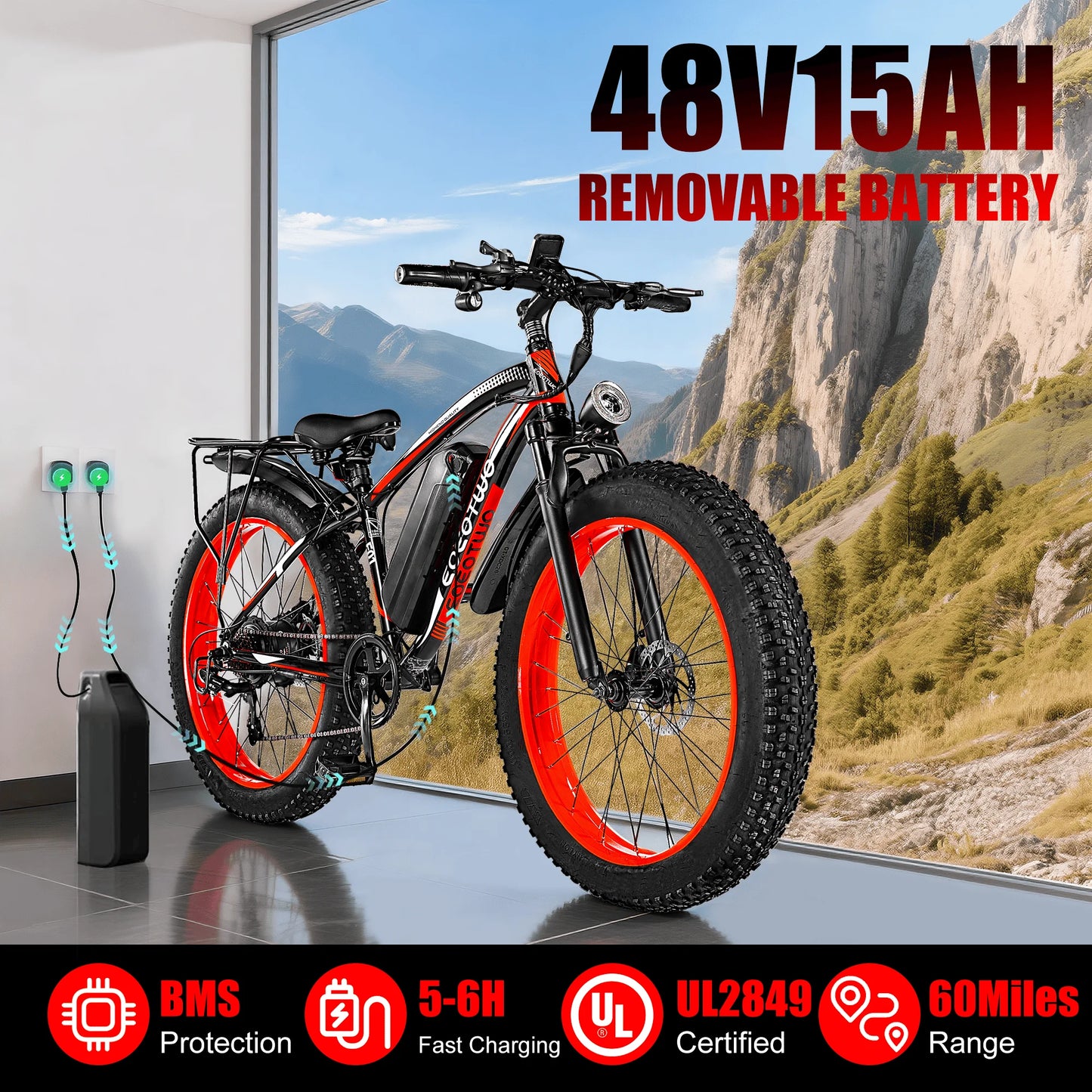 EOEOTWOC 1500W Fat Tire Electric Bike For Adults 34MPH